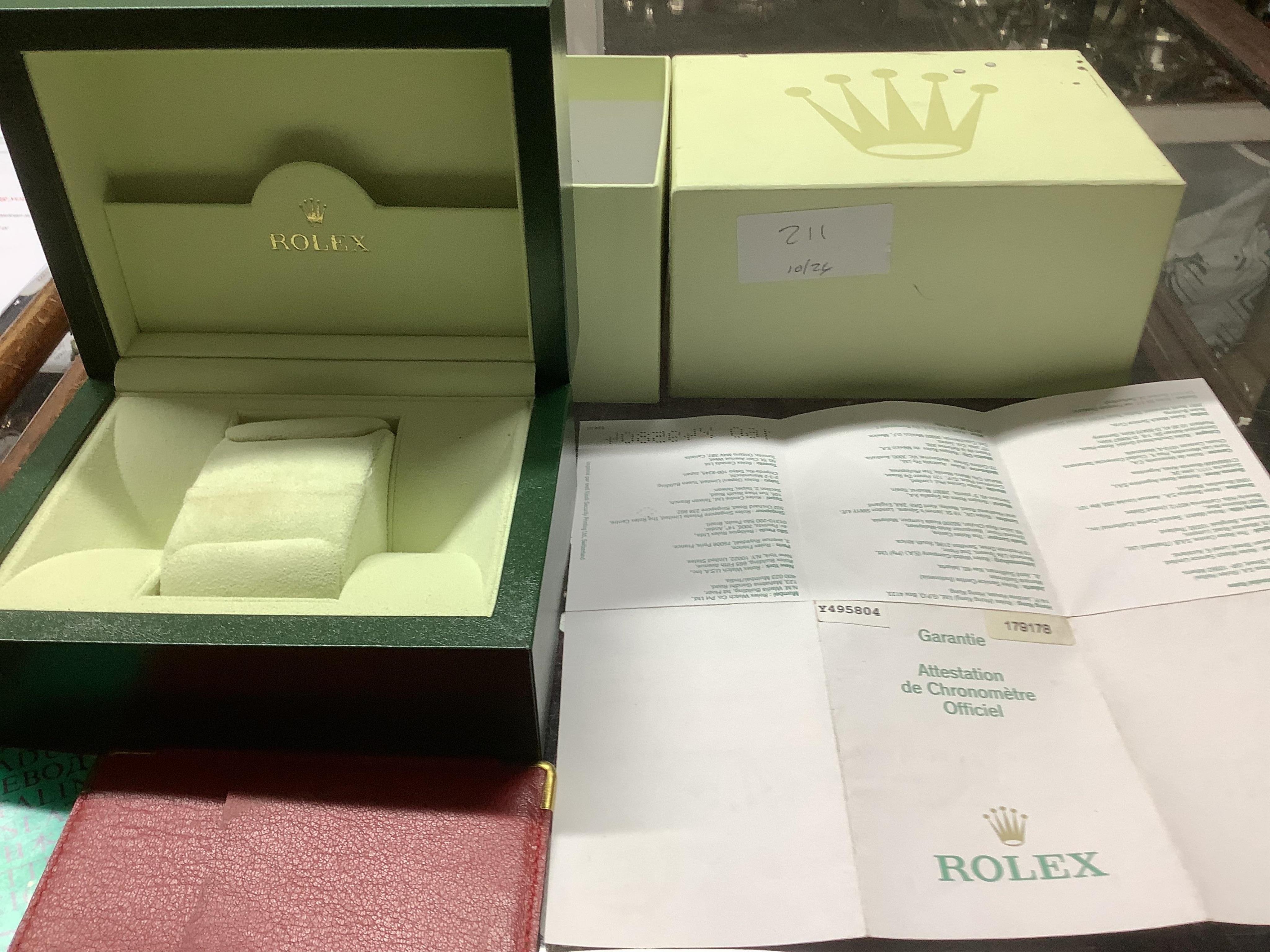 A lady's 2002 18ct gold and diamond set Rolex Oyster Perpetual Datejust wrist watch, on an 18ct gold Rolex bracelet with deployment clasp